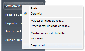 Em “Computador”, clique Propriedades